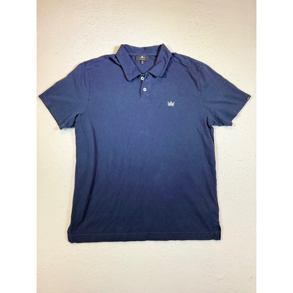 Seven For All Mankind Men's Navy Blue Polo Shirt Size M Short Sleeve